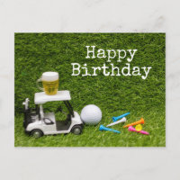Cumpleaños de golf con bolas y cerveza con té