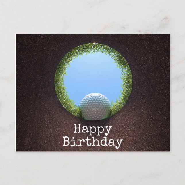 Postal Cumpleaños de golf con tema de golf (Anverso)