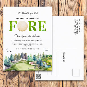 Postal Cumpleaños de golf girando Fore Tiempo para Par-te