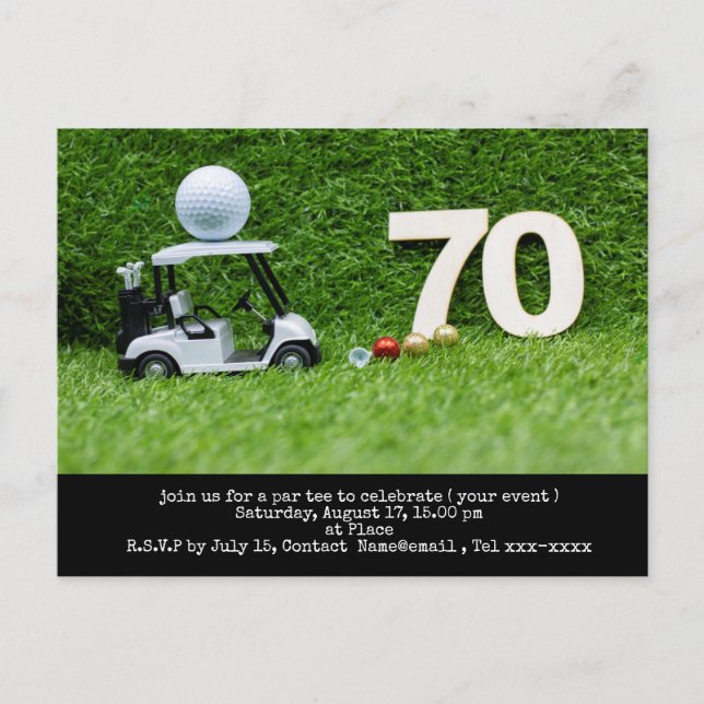 Postal Cumpleaños de golfista 70 save the date para fiest (Anverso)