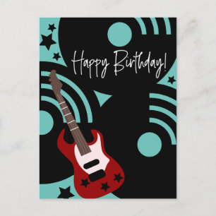 Postal Cumpleaños de guitarra eléctrica estrella de rock 