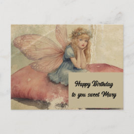 Postal Cumpleaños de hada adorable vintage grunge
