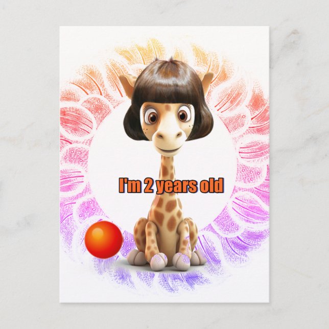 Postal Cumpleaños de jirafa para niños (Anverso)