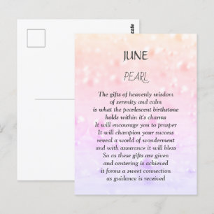 Postal cumpleaños de junio piedra de nacimiento Perla
