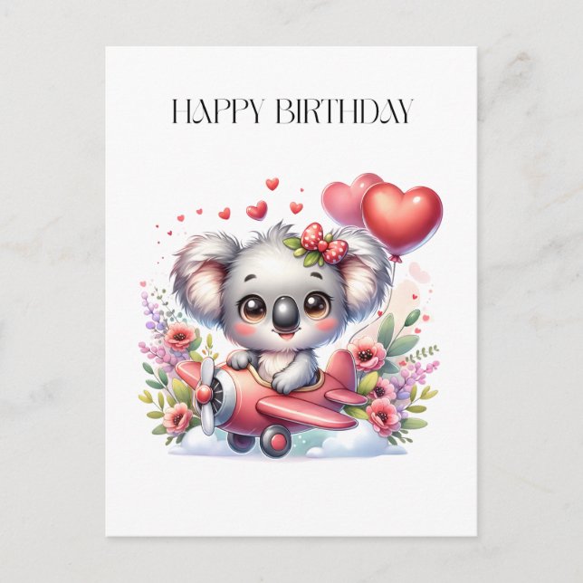 Postal Cumpleaños de Koala Volador (Anverso)