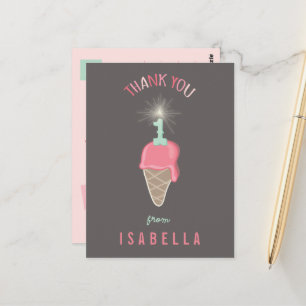 Postal Cumpleaños de la niña de la chispa de helado Graci