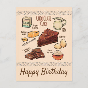Postal Cumpleaños de la receta de pasteles de chocolate