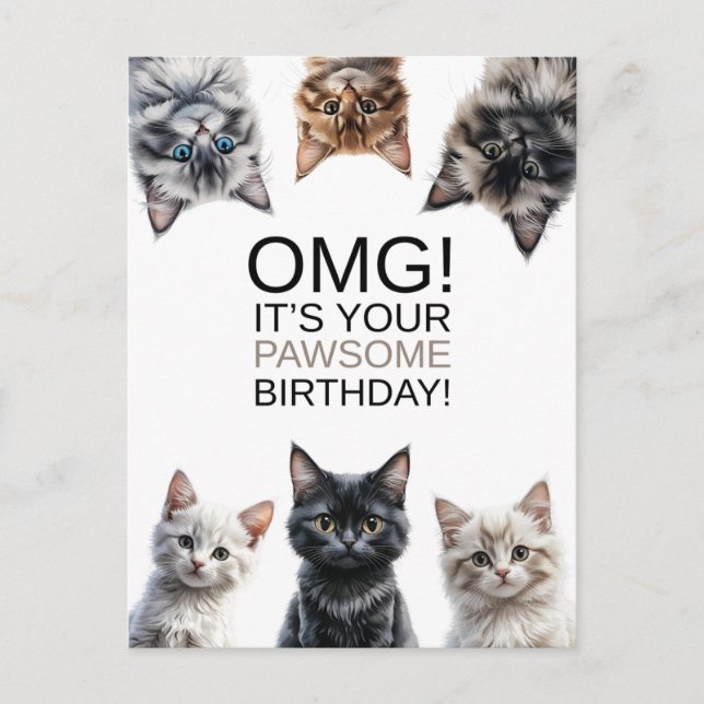 Postal Cumpleaños de la Señora de los Gatos | ¡OMG! Es tu (Anverso)