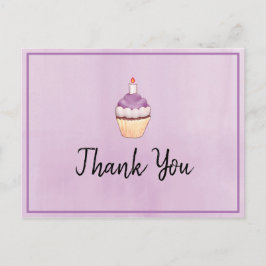 Postal Cumpleaños de la Torta Púrpura Gracias