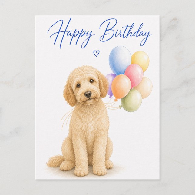 Postal Cumpleaños de Labradoodle (Anverso)
