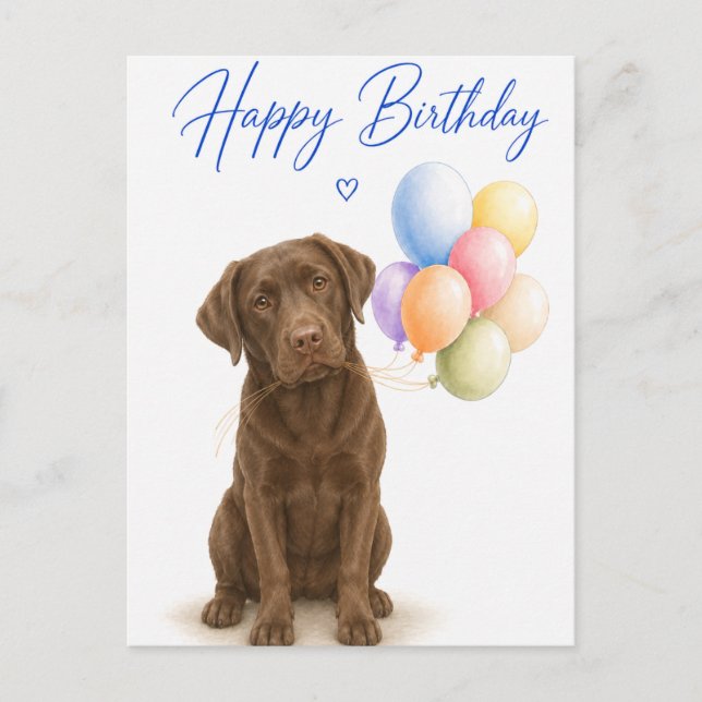 Postal Cumpleaños de Labrador Chocolate (Anverso)