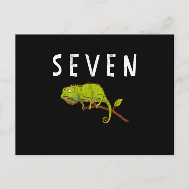 Postal Cumpleaños de lagarto reptil de 7 años para niños  (Anverso)