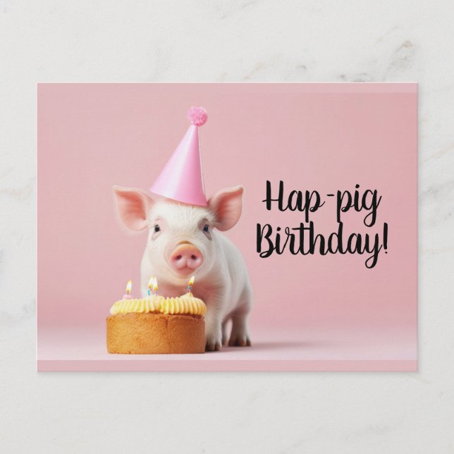 Postal ¡Cumpleaños de los cerdos de Hap! (Anverso)