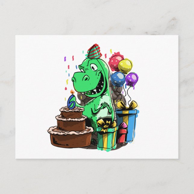 Postal Cumpleaños de los dinosaurios 6 (Anverso)
