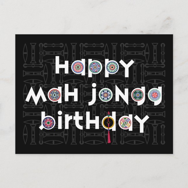 Postal Cumpleaños de Mah Jongg Dots (Anverso)