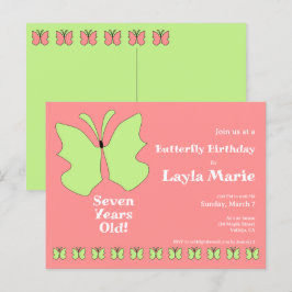 Postal Cumpleaños de mariposa de siete años