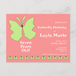 Postal Cumpleaños de mariposa de siete años