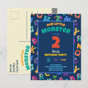 Postal Cumpleaños de Monstruos del Alfabeto Añadir Edad a