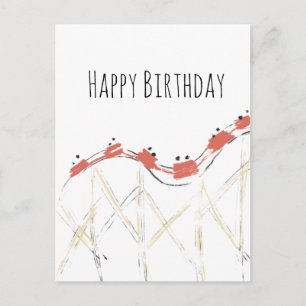 Postal Cumpleaños de Montaña Rusa Dibujada a Mano