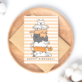 Postal Cumpleaños de Montón de Gatos Adorable