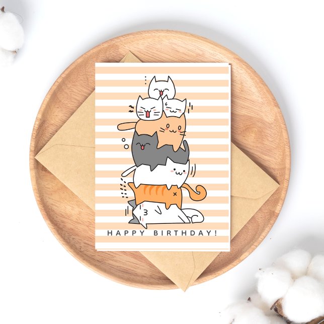 Postal Cumpleaños de Montón de Gatos Adorable (Subido por el creador)