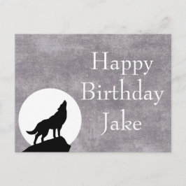 Postal Cumpleaños de Moon & Howling Wolf Silhouette