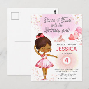 Postal Cumpleaños de niña bailarina morena linda ballet 