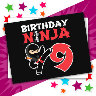 Postal Cumpleaños de Ninja Karate de 9 Años Fiesta Infant
