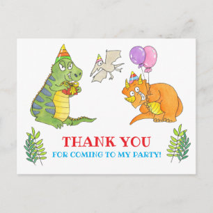 Postal Cumpleaños de Niño Dinosaurio Gracias
