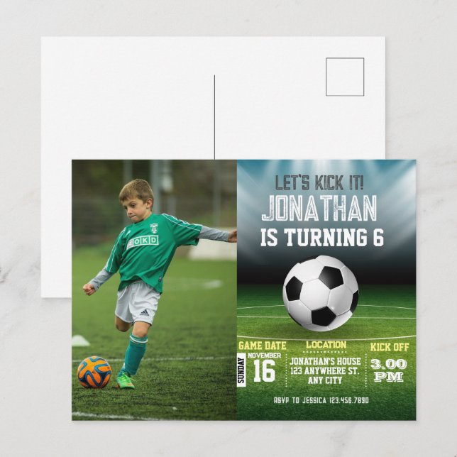 Postal Cumpleaños de niños de fútbol (Anverso / Reverso)