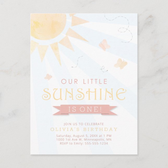 Postal Cumpleaños de nuestra Mariposa Sunshine Little Wat (Anverso)