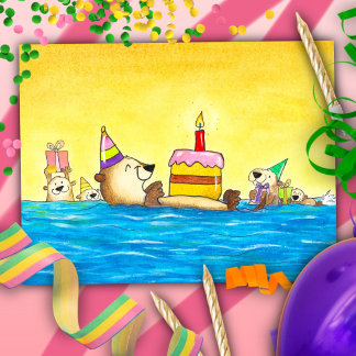 Postal Cumpleaños de nutria marina