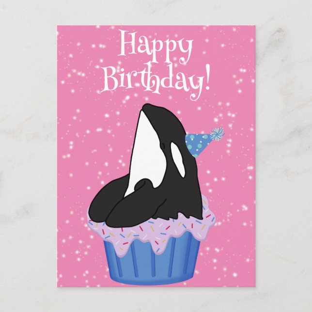 Postal Cumpleaños de Orca Ballena Asesina Personalizable (Anverso)