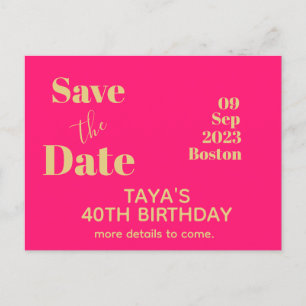 Postal Cumpleaños de Oro Rosa Save The Date  