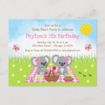 Cumpleaños de osito koala con tela a cuadros rosa