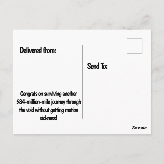 Postal Cumpleaños de otra órbita - Gorra Fiesta de Globe (Reverso)