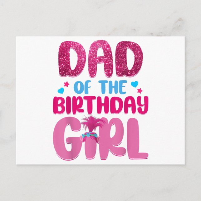 Postal Cumpleaños De Papá Y Mamá Niña Familia Combinando (Anverso)