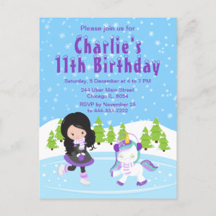Postal Cumpleaños de patinaje sobre hielo de invierno Chi