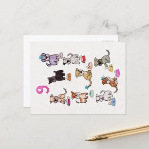 Postal Cumpleaños de perritos comensales nueve años 