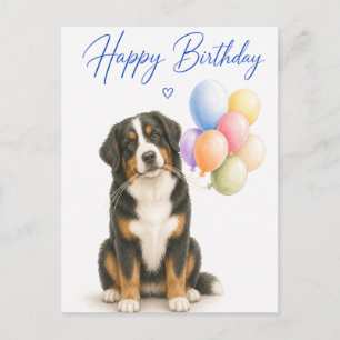 Postal Cumpleaños de perro de montaña bernés
