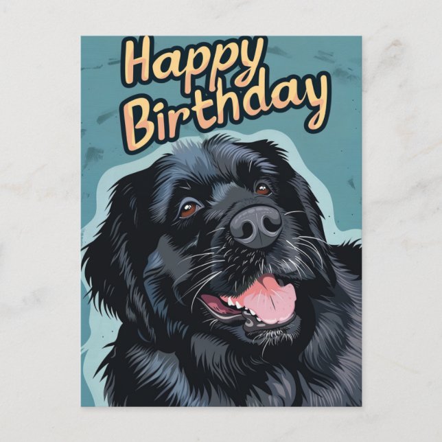 Postal Cumpleaños de perro Terranova  (Anverso)