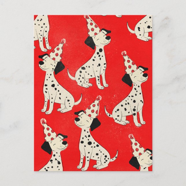 Postal Cumpleaños de perro vintage (Anverso)