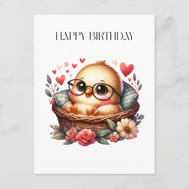 Postal Cumpleaños de Pollita Inteligente (Anverso)