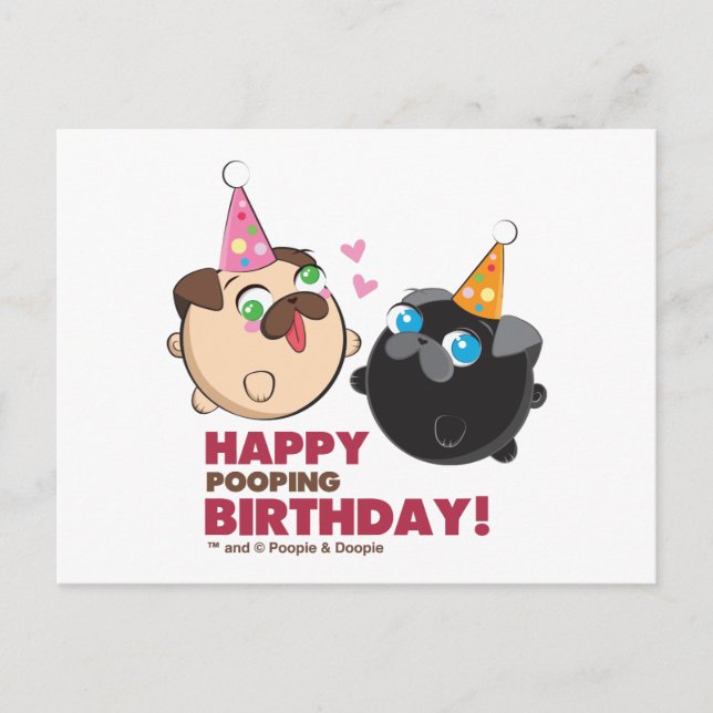 Postal Cumpleaños De Poopie Y Doopie (Anverso)