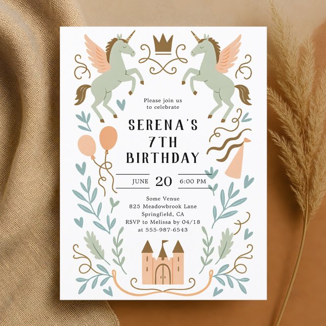 Postal Cumpleaños de Princess Castle Unicorn (Subido por el creador)