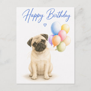 Postal Cumpleaños de Pug