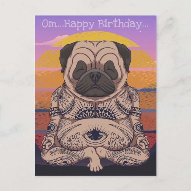 Postal Cumpleaños de Pug (Anverso)