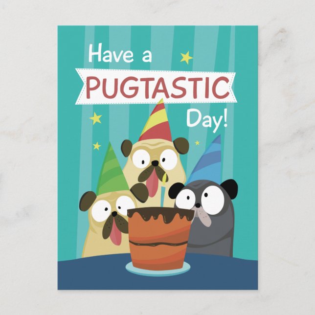 Postal Cumpleaños de Pug (Anverso)