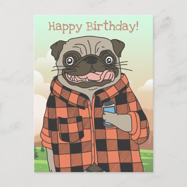Postal Cumpleaños de Pug (Anverso)