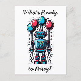 Postal Cumpleaños de Robot Themed Boy